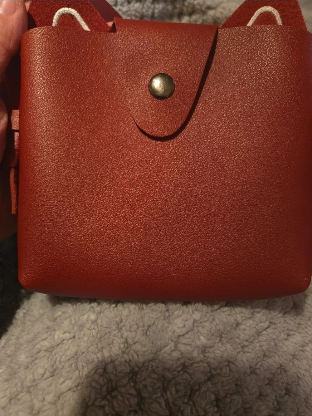 Red Cat Embroidered Face Crossbody Bag